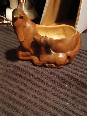 Brown Ceramic Animal Vintage Planter Vase - Decorative Home Accent